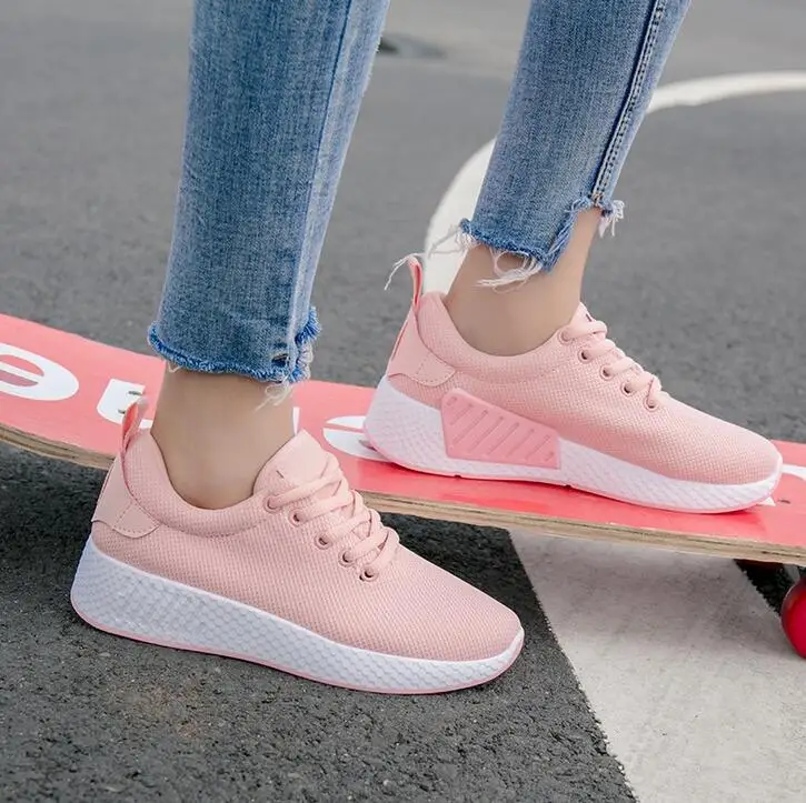 

Women Casual Shoes Breathable Mesh Shoes 2019 spring Women Flats Shoes Fashion Loafers Lace-Up Walking Sneakers deportivas tenis