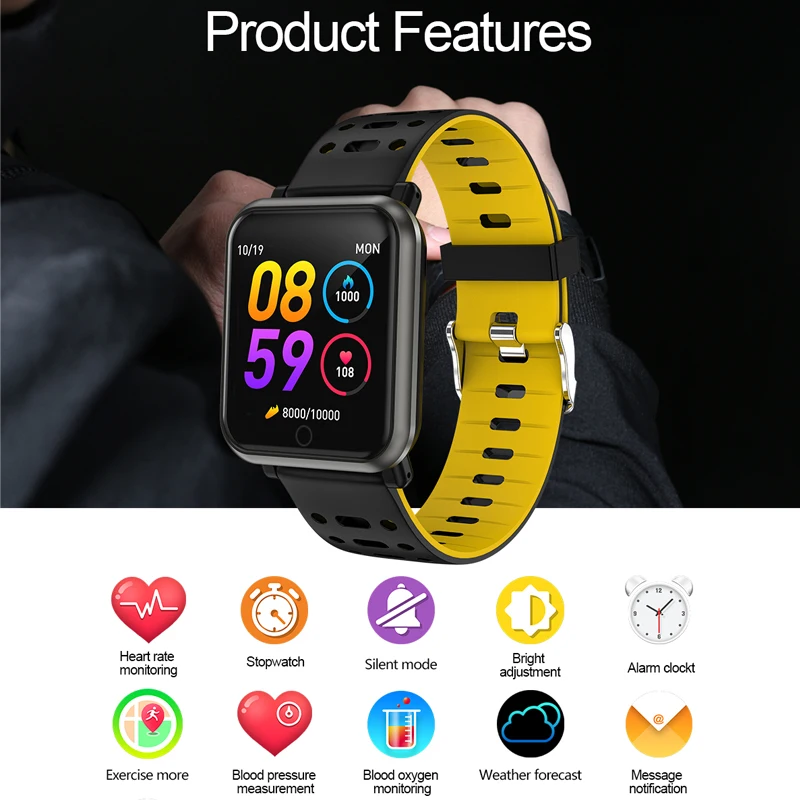 Online Reloj inteligente para correr R11, reloj inteligente IP68, resistente al agua para mujer, reloj inteligente deportivo, reloj de presión arterial para hombres, para ios Android