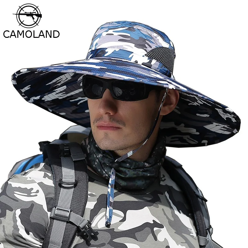 Кепка CAMOLAND Мужская камуфляжная Панама с длинными широкими полями и защитой от