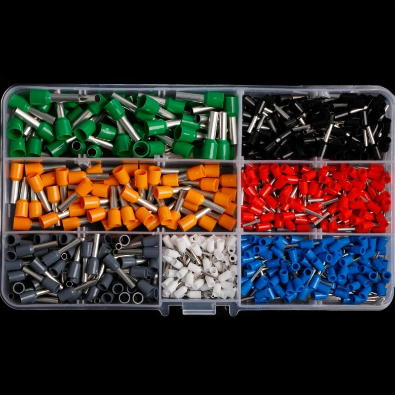 

600Pcs/set Insulated Cord End Terminal Bootlace Cooper Ferrules Kit Set Wire Copper Crimp Connector