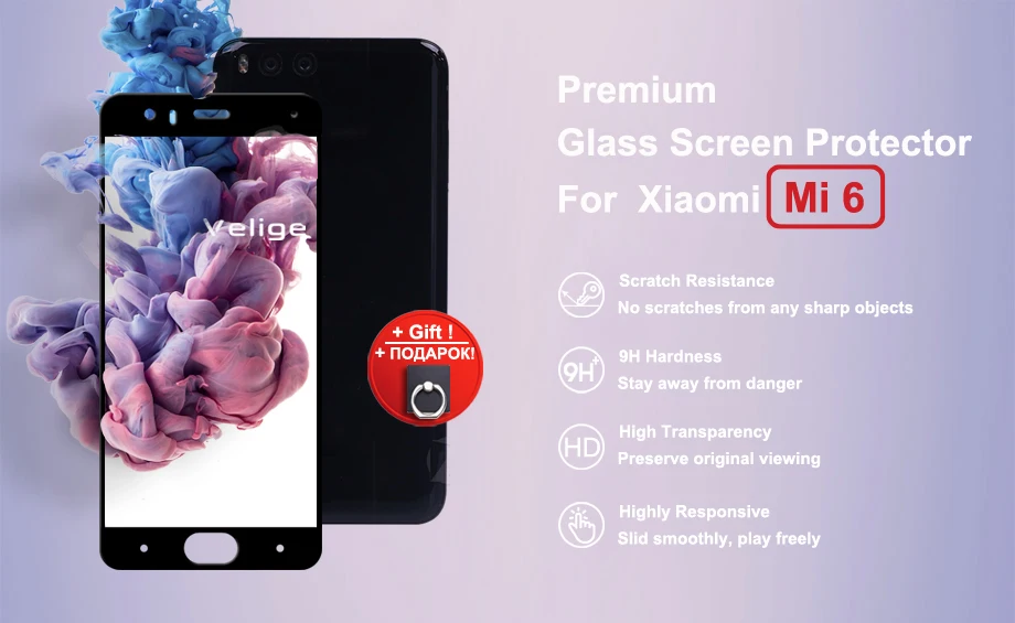 2 Pack Velige Tempered Glass Screen Protector For Xiaomi Mi6 Mi 6 M6 Pro Prime Full Cover 9H Real 2.5D Glass Flim (5)
