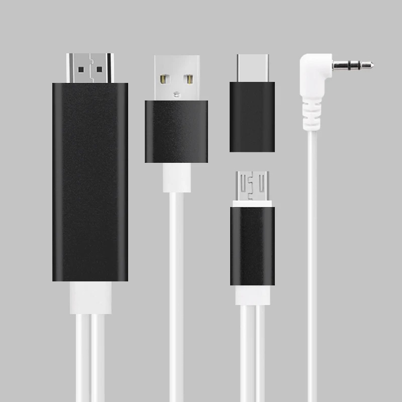  2 in 1 USB Type C to HDMI Cable Micro USB to HDMI Cabo for MHL Cable with Audio for Samsung Xiaomi 