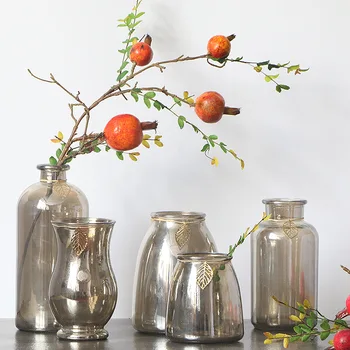 

European and American Luxury Electroplating Translucent Glass Vasehome Decoration Decoration Living Room Dry Flowers Vase