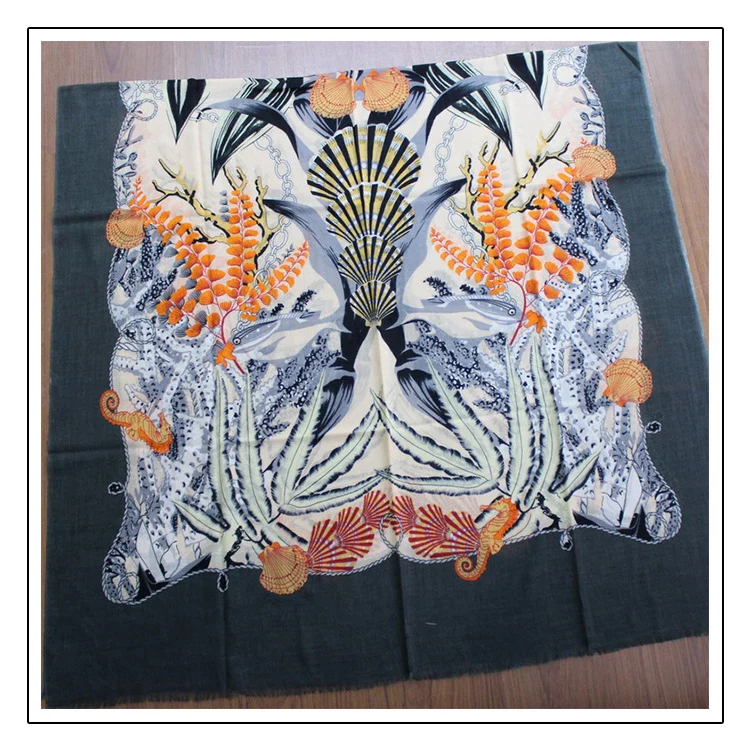 100% кашемир женский модный ретро цветы гусиный принт тонкий платок-шаль из пашмины 100x200 см 10 цветов оптом в розницу