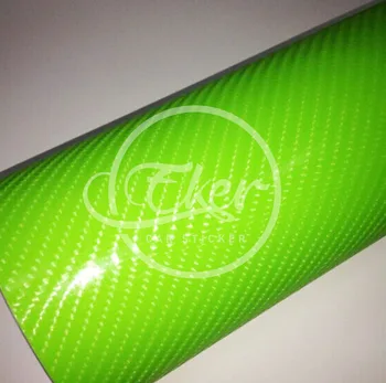 

EKER CAR STICKER 1.52x30M 5FTx98FT Free Shipping Air Bubble Free Glossy Green 4D Carbon Fiber Car Wrap Vinyl Film Sticker