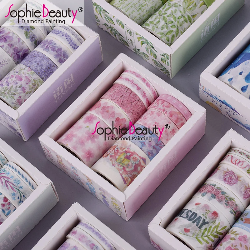 

10 Pcs/Box diamond painting adhesive tape Fantasy ocean Beautiful flowers plant washi tape diy decoration scrapbooking masking