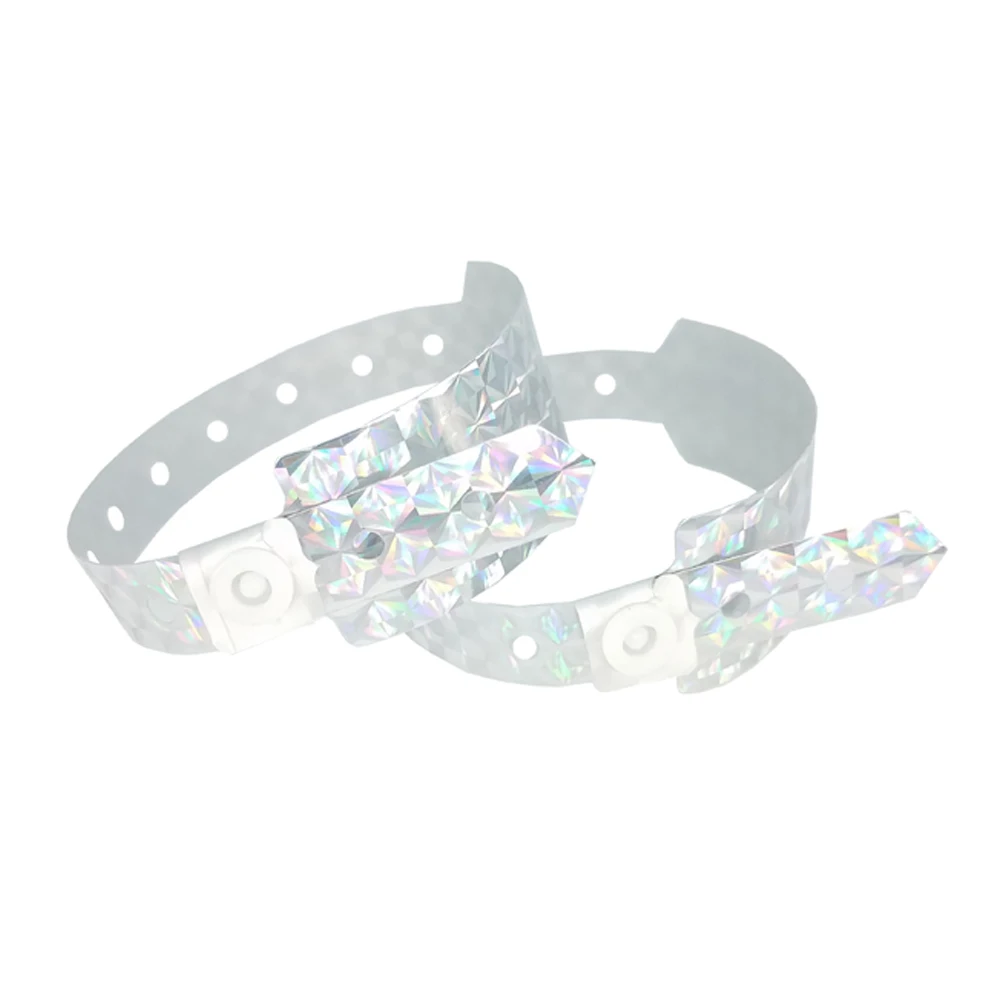 100pcs SLIVER color Reflective holographic wristband, cheap festival