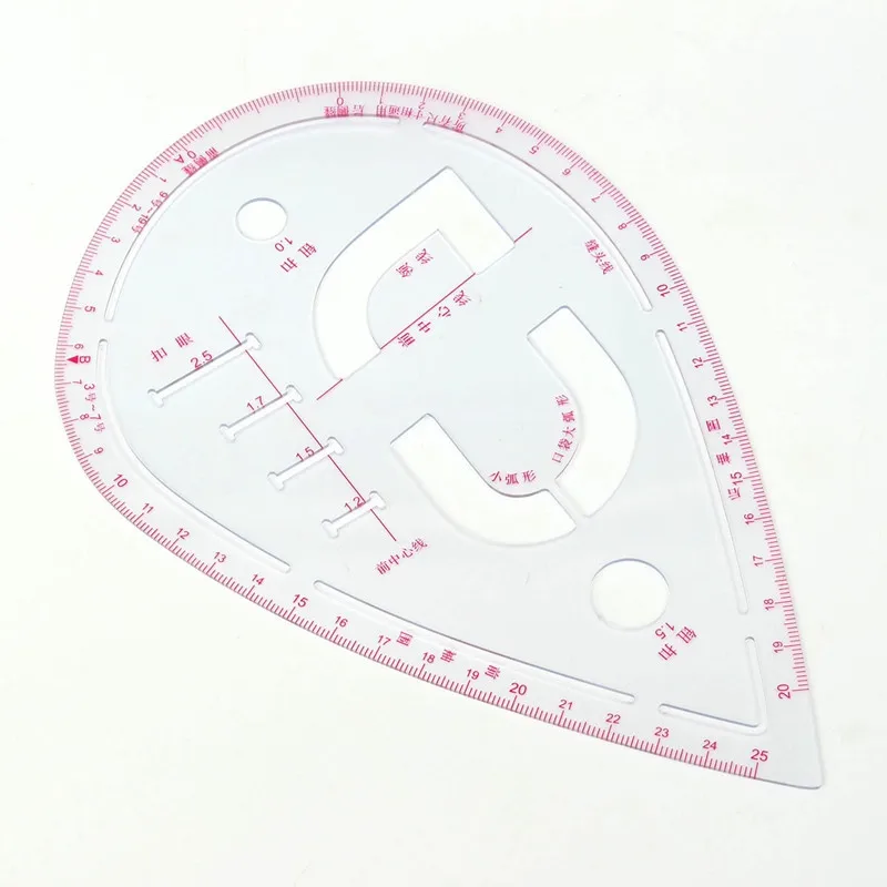 

Kicute Plastic Sleeve Button Cutting Ruler Clothing Sample Pockets Collar Drawing Sewing Tailor Ruler Curve Put Yardstick