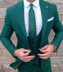 2019 Новый Для мужчин s зеленый Свадебный костюм для выпускного Slim Fit Для мужчин Бизнес Жених костюмы вечерние Ужин смокинг комплект из 3