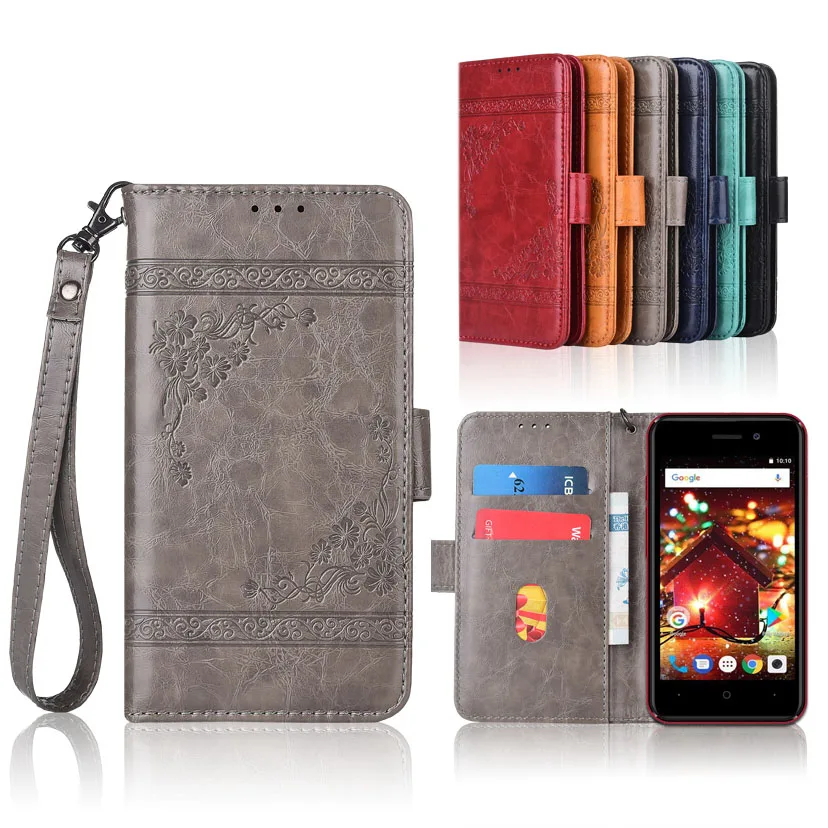 

Newest Wallet case for Digma HIT Q401 3G Flip case with Strap,100% special PU leather embossing flower book cover case