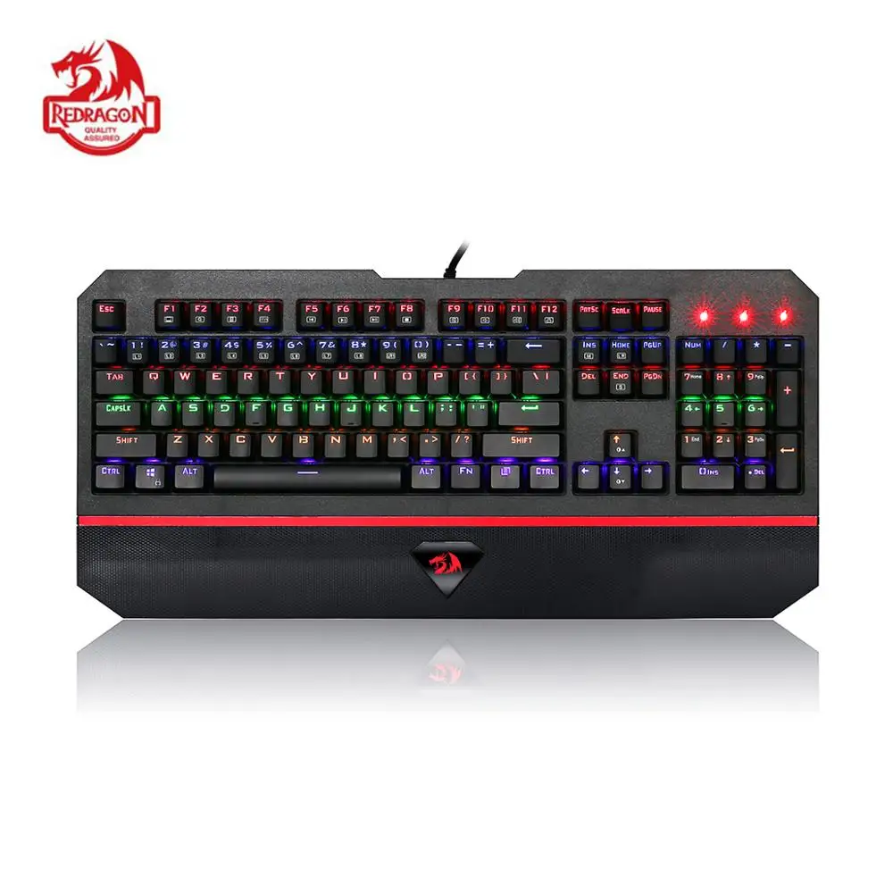 Redragon K558 ANALA Механическая игровая клавиатура, светодиодный, радужная подсветка, 104 клавиш, анти-привидение, Teclado Gamer, плавающий синий переключатель, USB