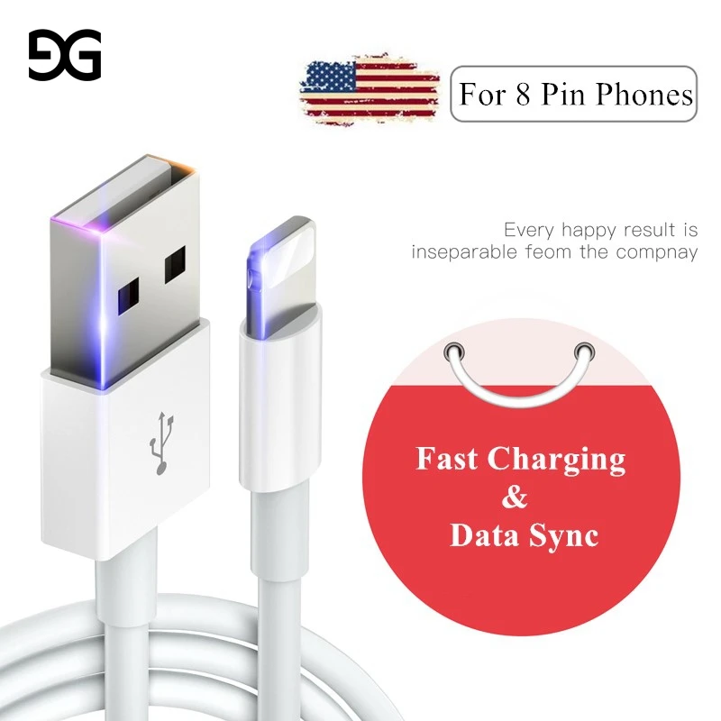 GUSGU USB Cable for iPhone 8 8 plus Charging Cable Fast Charger Data Cable for iPhone 7 6s 5s iPad Mobile Phone Cables