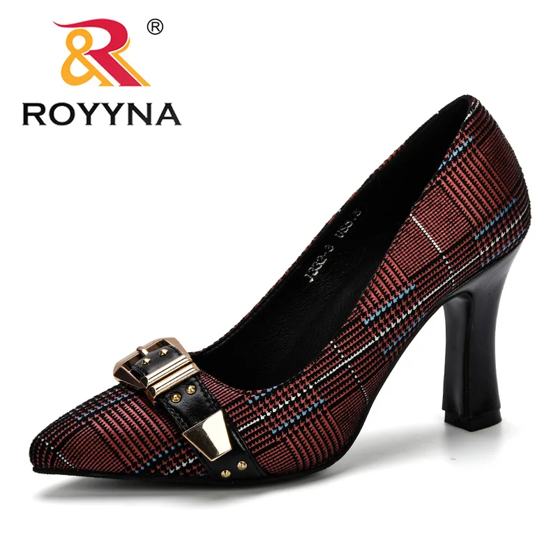 ROYYNA/женские туфли-лодочки; коллекция года; сезон весна-осень; модные элегантные офисные женские туфли с острым носком на высоком каблуке; модная женская обувь; большие размеры 34-43