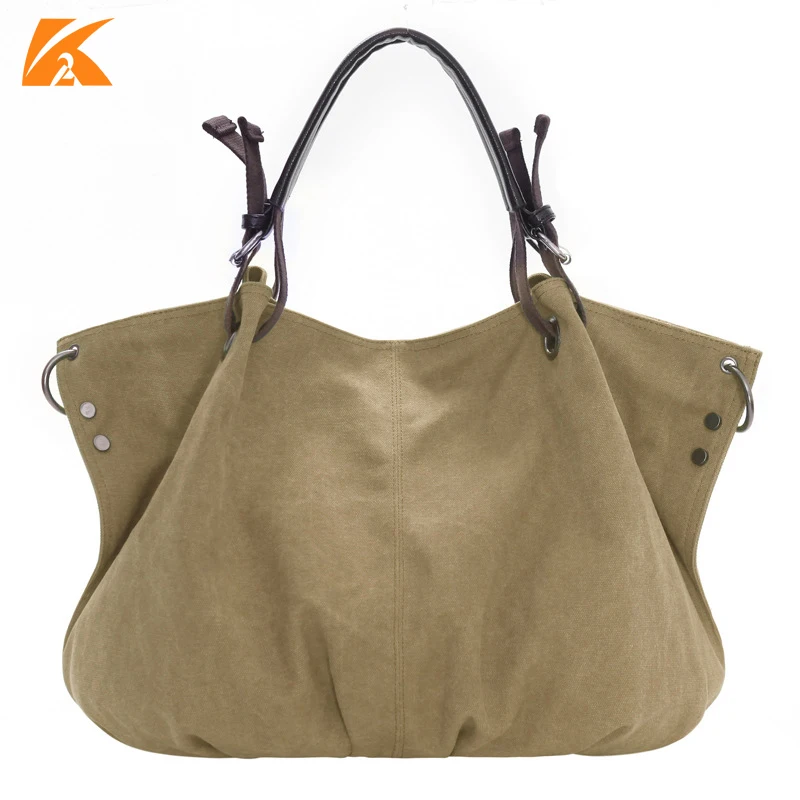 KVKY Large Capacity Women Hobo Bags Handbags Vintage Canvas Shoulder Bag Casual Ladies Messenger