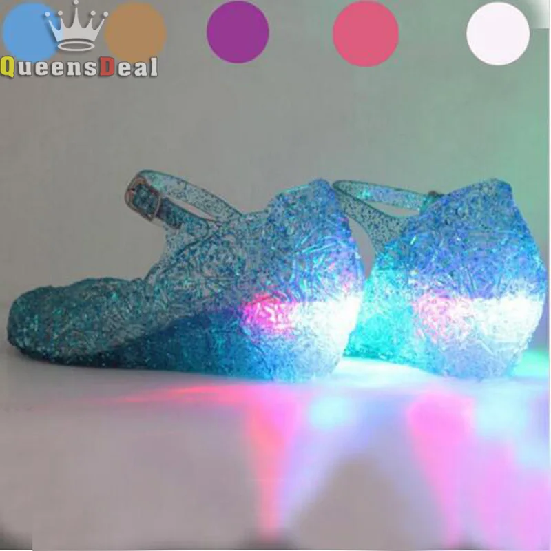 

LED Lightening Shoes Dancing Stage Shoes For Princncess Dress Up Girls Cool Sandals Anna Elsa Sophia Cosplay Jelly baby shoes