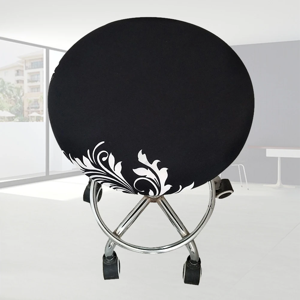 

Polyester Bar Stool Cover Elastic Slipcover Office Meeting Round Chair Four Seasons Ornament Floral Printed Seat Home Soft