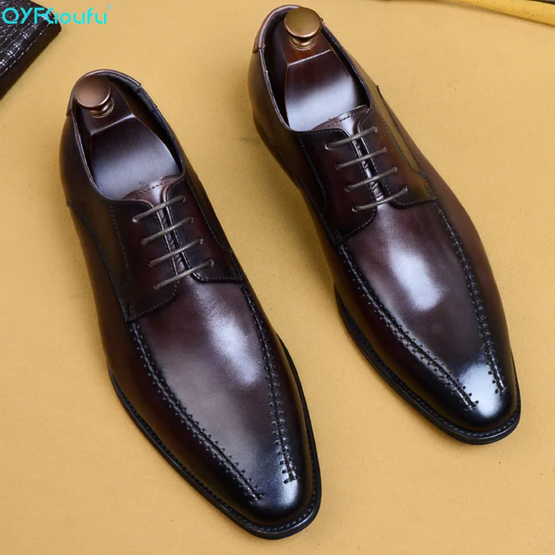 

Mens Formal Shoes Genuine Leather Oxford Shoes For Men Black 2019 Dress Shoes Wedding Shoes Laces Leather Shoe US 11.5