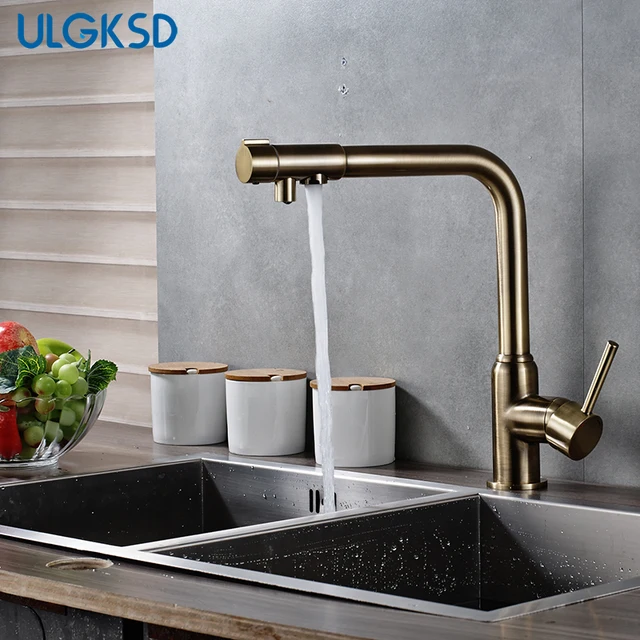 Kitchen Faucet Antique Brass Single Handle Purification Water No