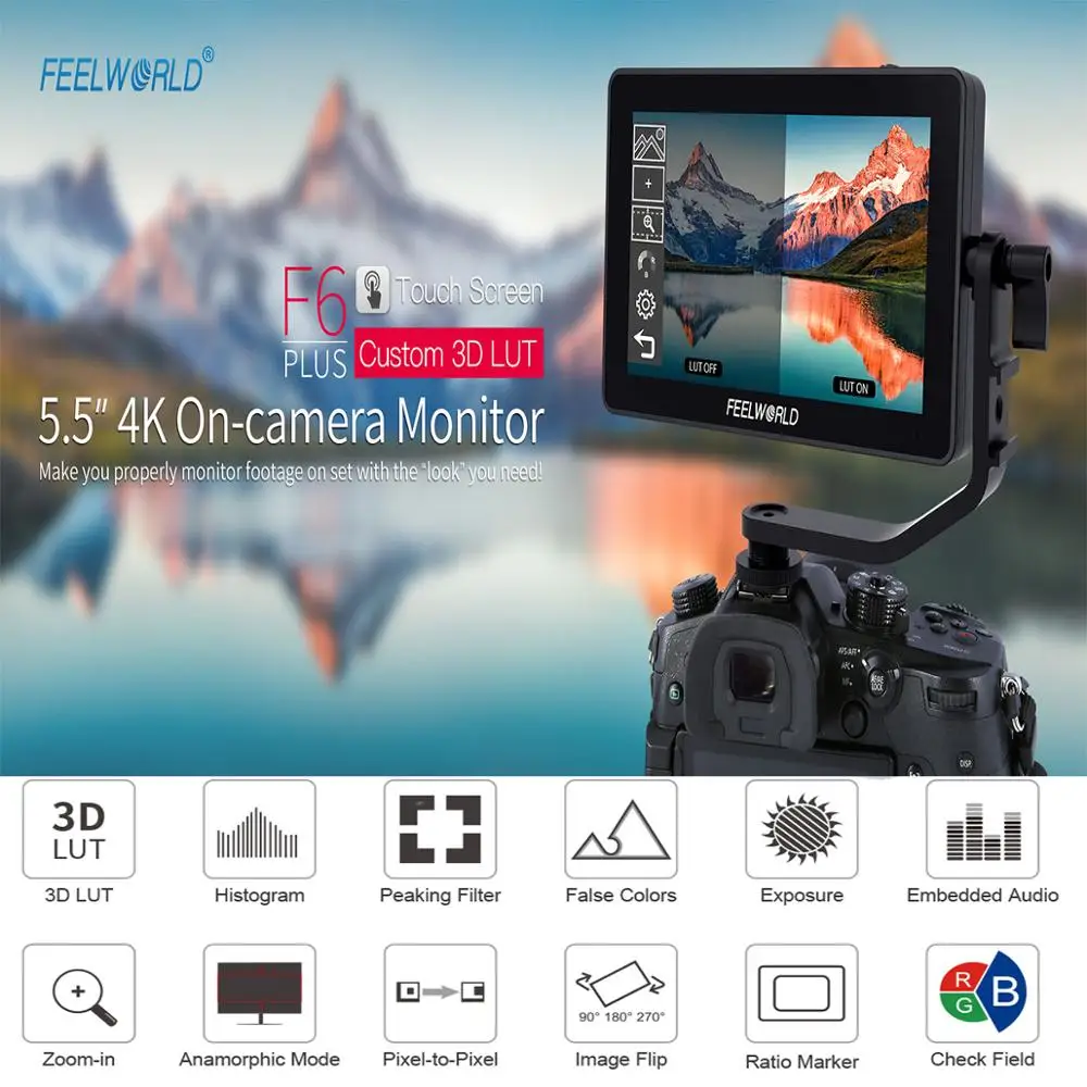 Сенсорный экран Feelworld F6 PLUS монитор из алюминиевого сплава f5 5 дюйма 3D Lut 4K для
