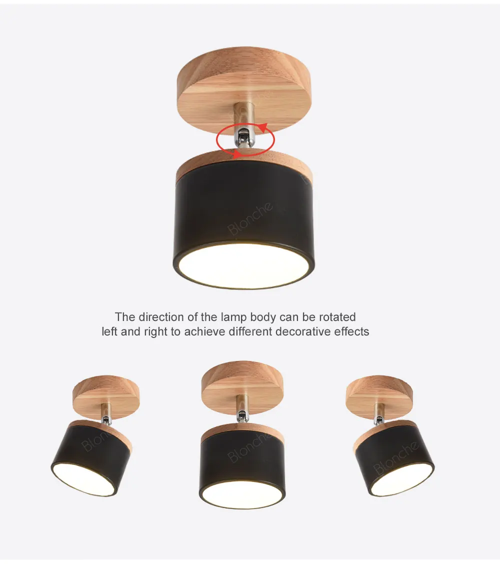 Скандинавские деревянные светильники для гостиной, вращающийся светодиодный потолочный светильник, украшение для дома, современный потолочный светильник для спальни, ванной, кухни, лампа