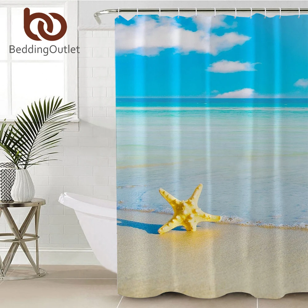 BeddingOutlet Sea Ocean Shower Curtain for Bathroom Polyester 3d Printed Bath Curtain With Hooks Waterproof Home Decoration