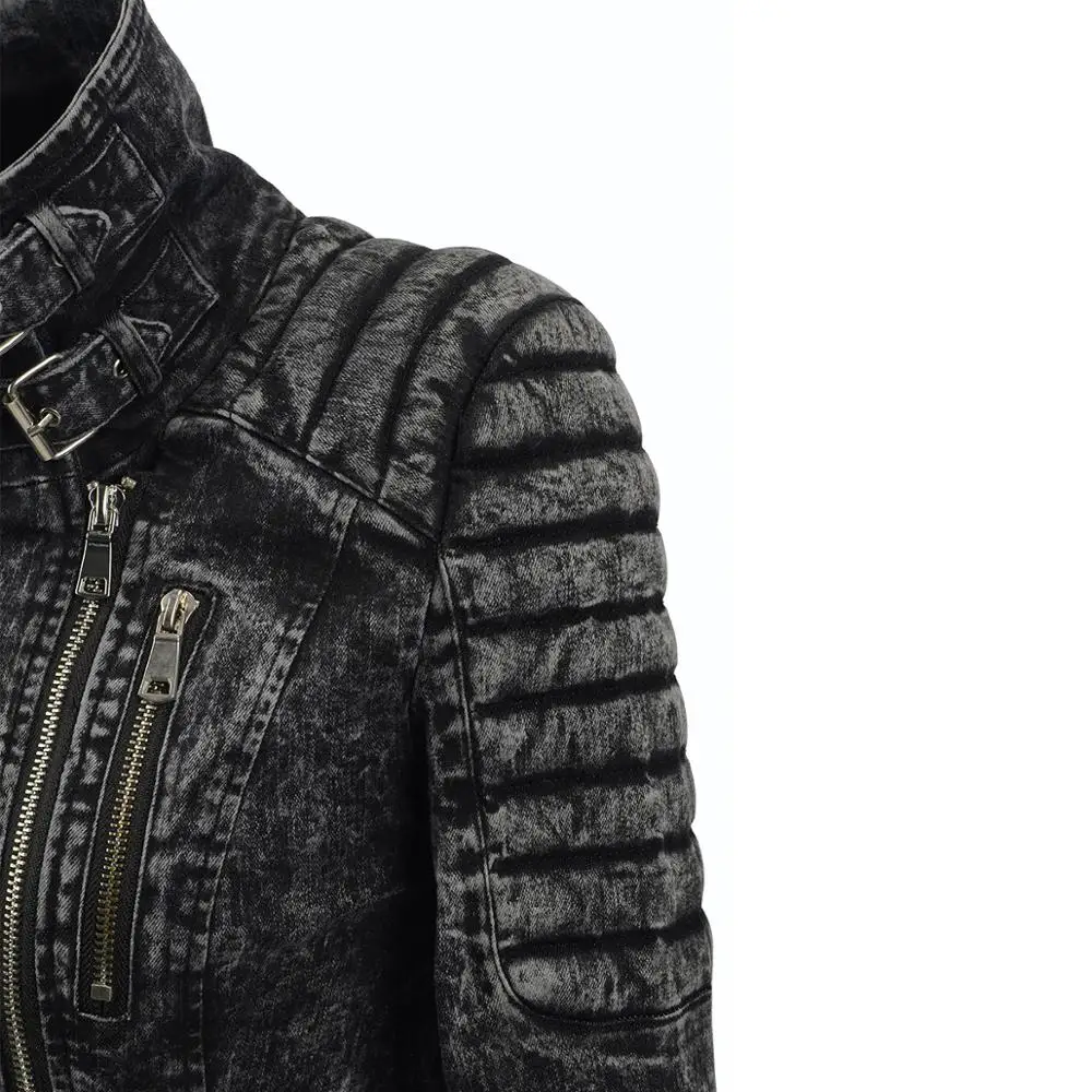 SX мода осень зима slim fit женские Брендовые куртки деним серый молнии пальто Верхняя одежда для мотоциклистов