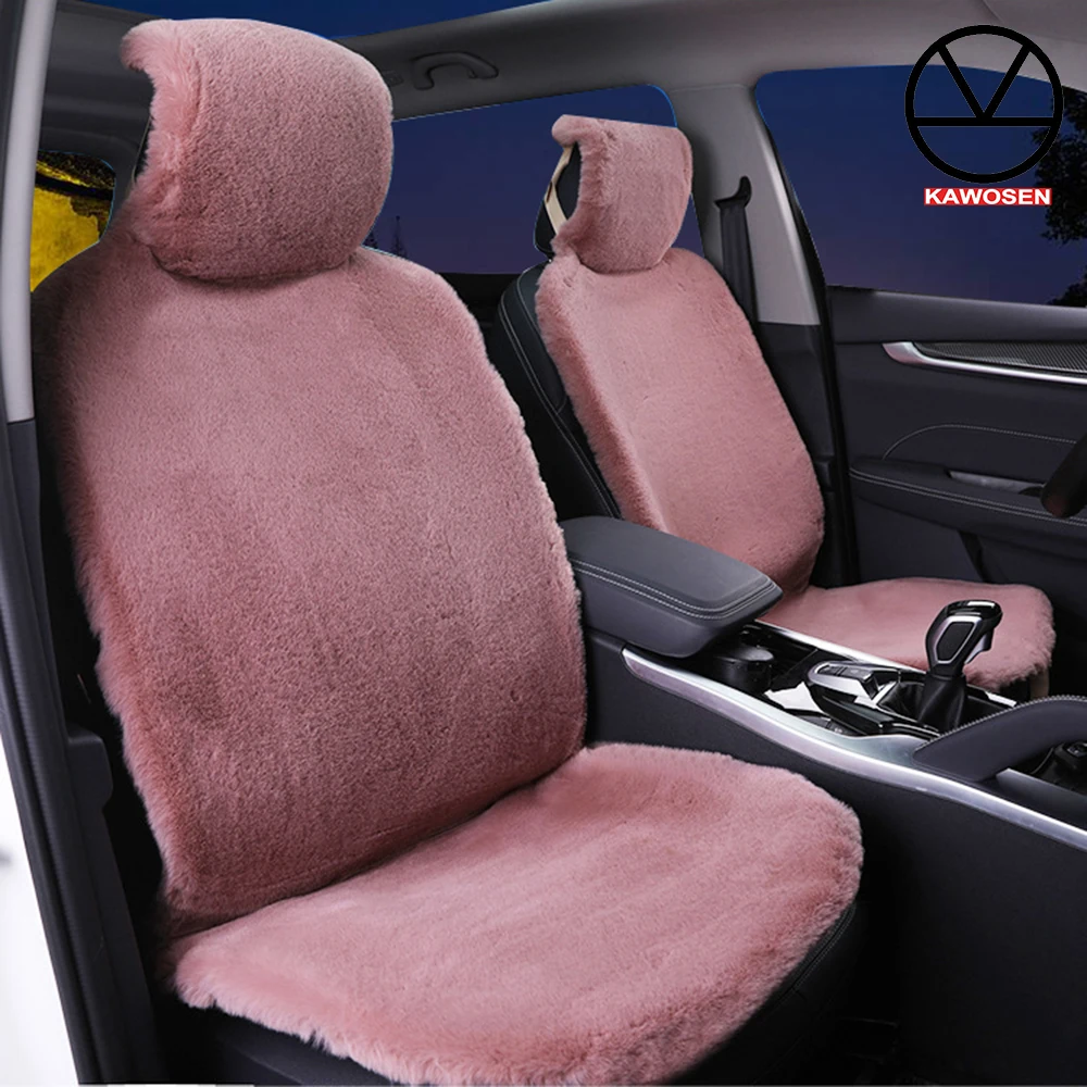 

KAWOSEN Faux Rabbit Fur Car Seat Cover For 5 Seats,Cute Car Interior AccessorieS Cushion Cover Styling,Plush Seat Covers FFSC04