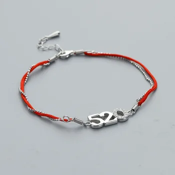 

s- S925 silver bracelet female fashion new year Benming red rope 520 jewelry silver jewelry Silver jewelry necklace set female