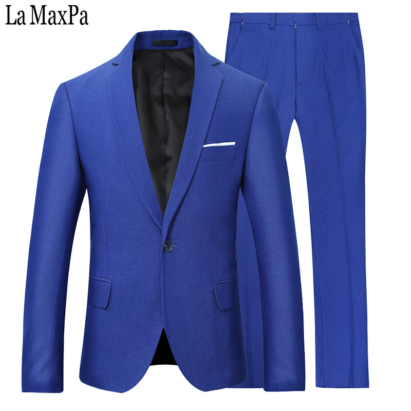 

La MaxPa (jacket+pants+vest) Fashion brand men suit for wedding male blue suit spring autumn casual slim fit prom business suit