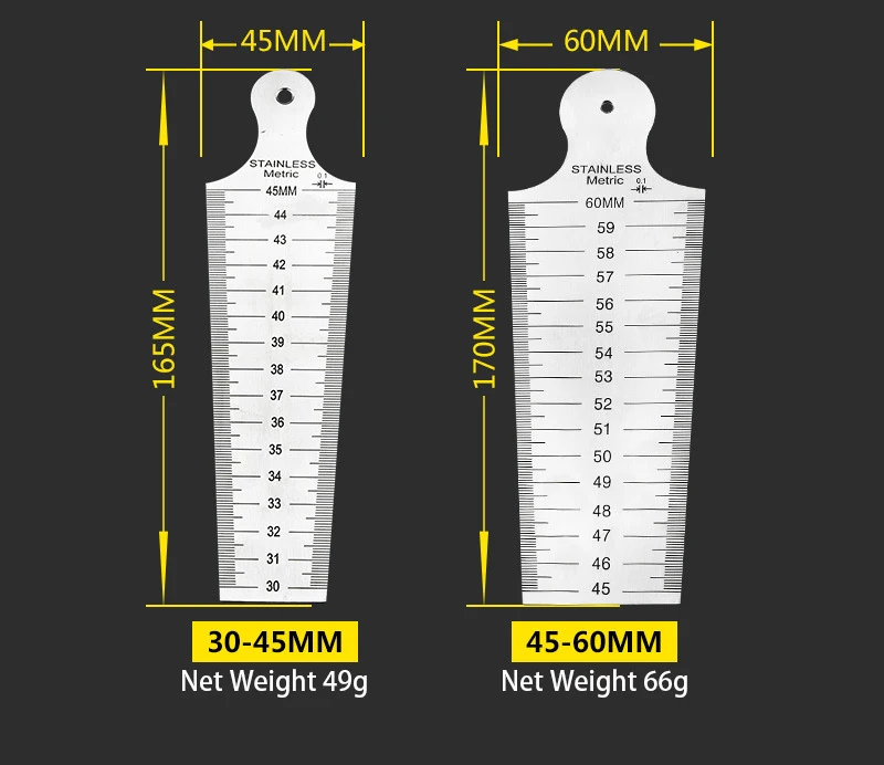 45-60 мм измеритель зазора Клин конические Feeler Двусторонняя Метрическая имперская система нержавеющая сталь высокая точность диаметр отверстия