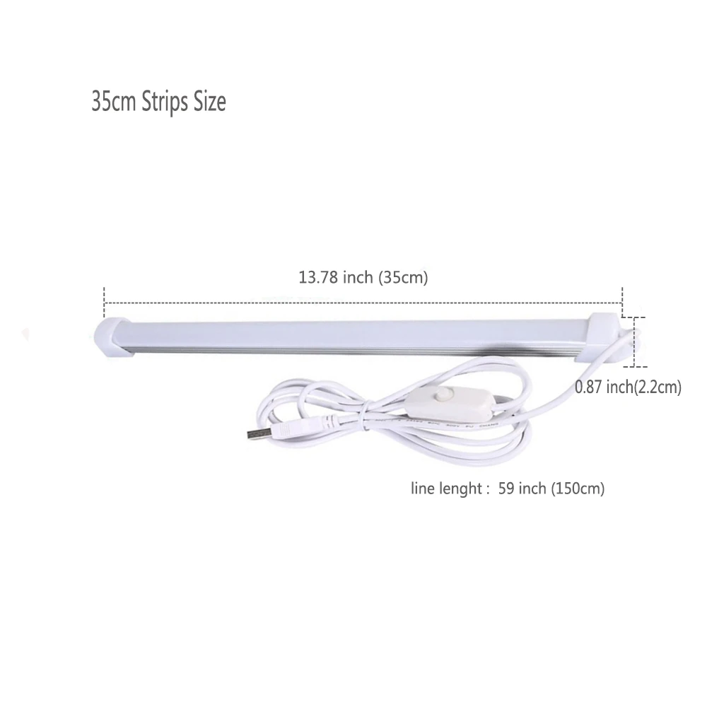 USB 35/52 см SMD5730 чип полоса жесткий бар свет с кабелем переключатель DC5V светодиодный