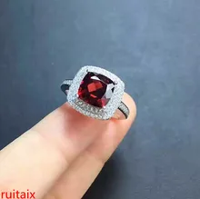 KJJEAXCMY fine jewelry 925 Silver inlaid with natural gem pomegranate stone women's square cut ring silver jewelry girl. kjjeaxcmy fine jewelry 925 silver inlaid with natural gem pomegranate stone female plum flower cut ring silver jewelry female