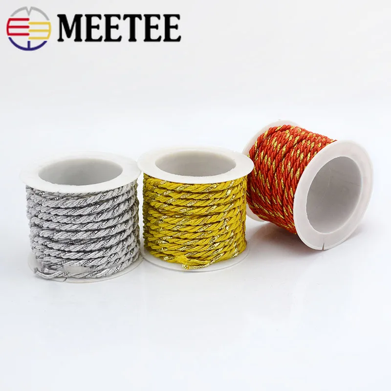 

10pcs High Tenacity Gold Glitter Twine String Cord Gift Box Wrapping Rope For Wedding Xmas Decor DIY Tag Label Rope (one=3m)