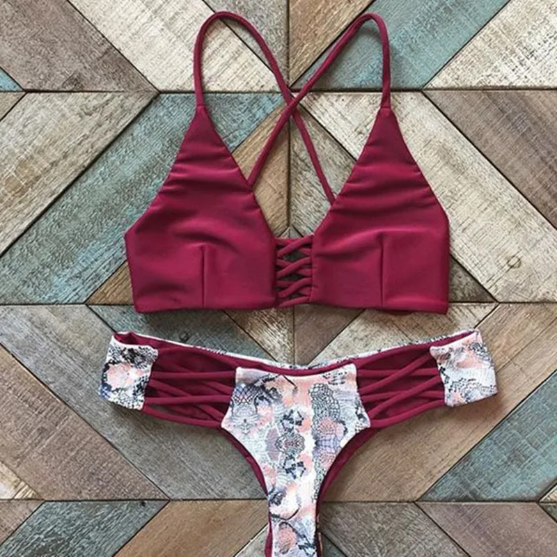 

Vintage Printed Swimwear Bikini Set Brazilian Swimsuit maillot de bain Femme Padded Swimsuit Bottom and Top Summer Beach Trikini