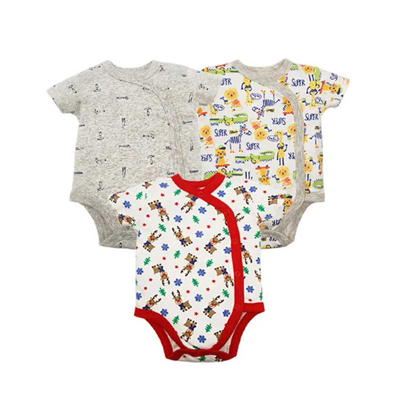 3 шт./лот хлопковые комбинезоны для детей, одежда для новорожденных, летняя одежда для маленьких мальчиков и девочек, комбинезон с короткими рукавами для малышей 0-24 месяцев - Цвет: H