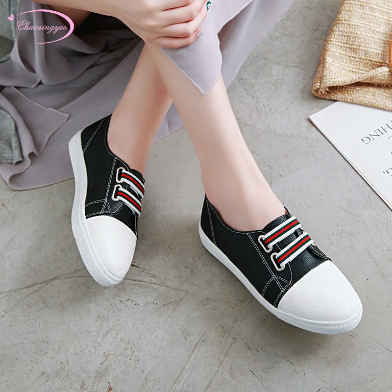

British college style comfortable round toe flat shoes with fashion stripes color matching yellow white black pink women shoes