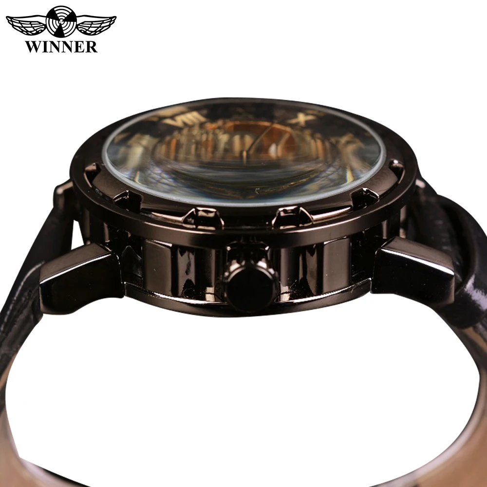 Men Watches Winner Luxury Mechanical Skeleton Leather Wristwatch
