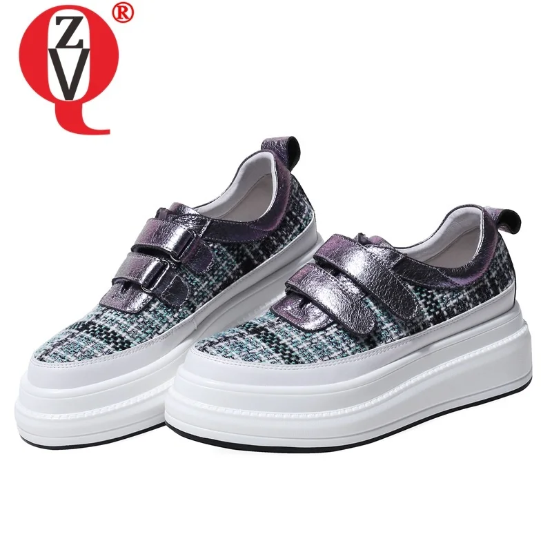

ZVQ woman shoes 2019 spring new concise casual high quality genuine leather woman flats outside comfortable platform lady shoes