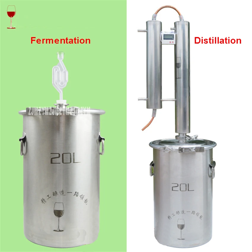 304 Нержавеющая сталь 20L дистиллятор для самостоятельного изготовления виски башня красный Медь змеевик охлаждения дома алкоголя