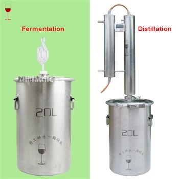 

304 Stainless Steel 20L Moonshine Distiller Tower Red Copper Cooling Coil At Home Brewing Vodka Whiskey Brandy Distiller