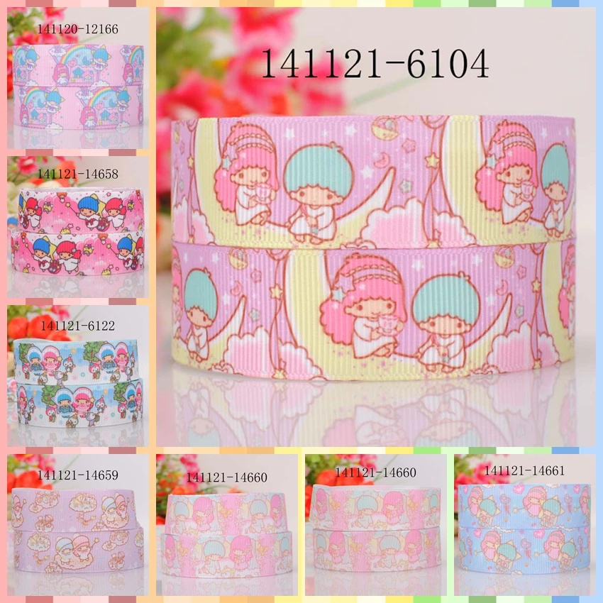 

10yards -different sizes -little twin star cartoon pattern ribbon printed Grosgrain ribbon