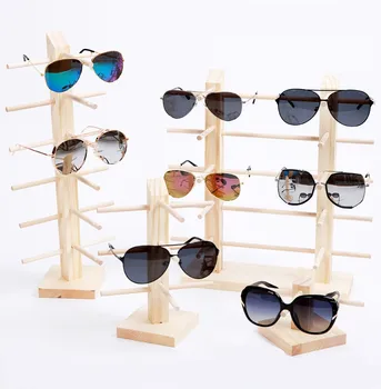 

Mulit-Size Wood Sunglass Showcase Rack Shelf Eyeglasses Show Stand Jewelry Holder for Multi Pairs Sun Glasses Display 3/4 layers