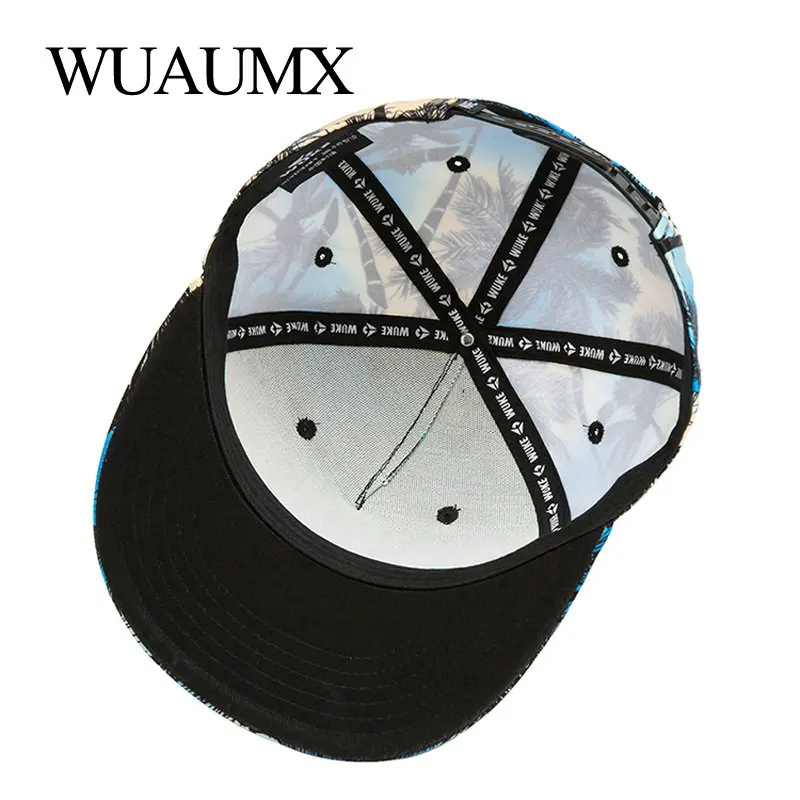 Wuaumx Высококачественная Кепка Snapback для мужчин и женщин с 3D принтом Кокосовая Пальмовая бейсбольная кепка плоская верхняя часть хип-хоп кепка с плоским козырьком gorras planas