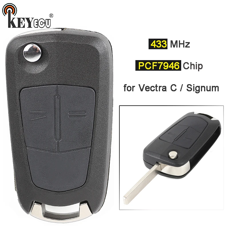 KEYECU 433 МГц PCF7946 замена чипа 2 кнопки дистанционный ключ брелок от машины для Vauxhall