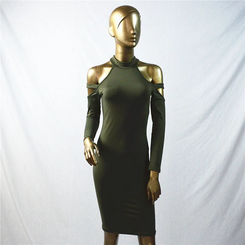2016 Winter Party Women Dress Sexy Night Club Dresses Off Shoulder Midi Bodycon Dress Black Bandage Dress Girls Vestidos19