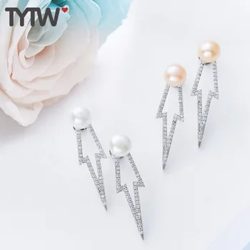 

TYTW 925 Sterling Silver Shell Pearl Fashion Earring Women Jewelry Customize Fresh Water Pearl Korea pearl earrings
