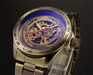 Бронза металл механические часы Часы с костями под старину Для мужчин s автоподзаводом наручные часы Для мужчин relogio Masculino подарок
