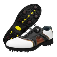 Г. лакированные Туфли для гольфа Для мужчин водонепроницаемой кожи Обувь шнуровка отправить деятельности ногтей автоматический вращающийся шипы