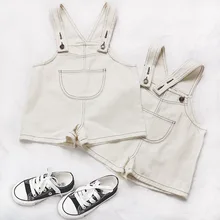 Новое поступление, джинсовые шорты для мальчиков и девочек, осенние детские джинсовые штаны для детей 1-7 лет