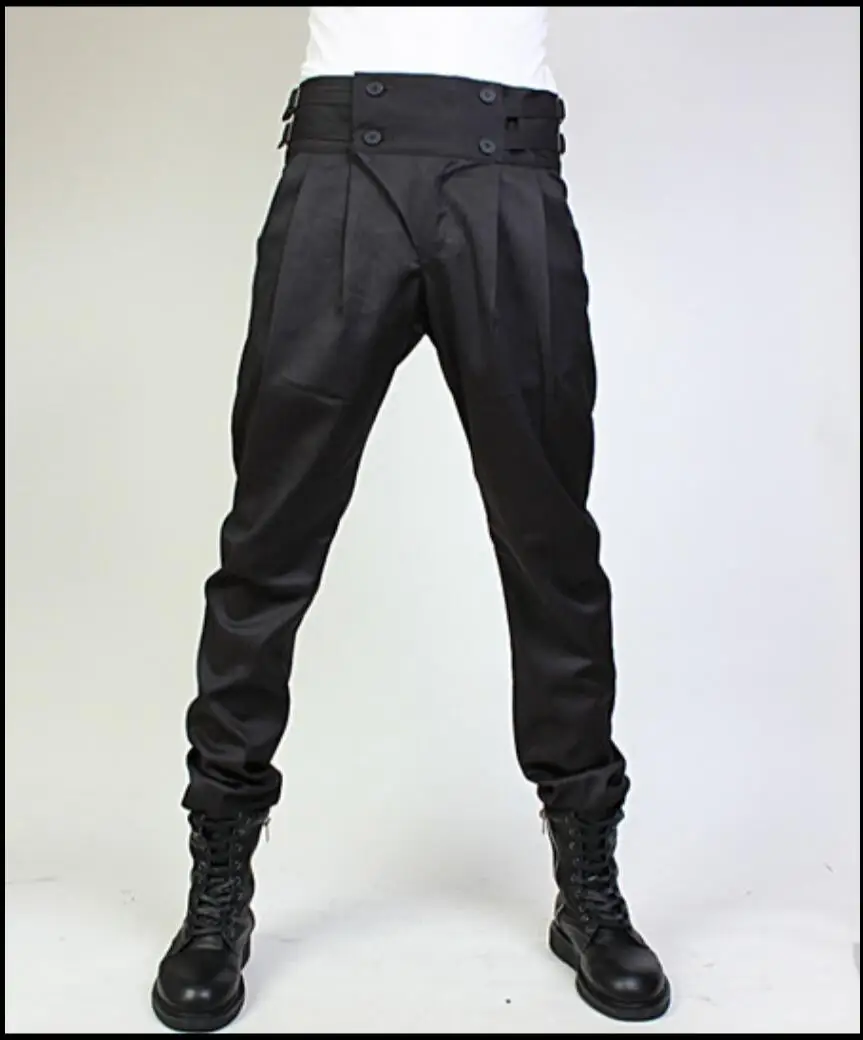 Black Unisex Pants With Adjustable Cummerbund